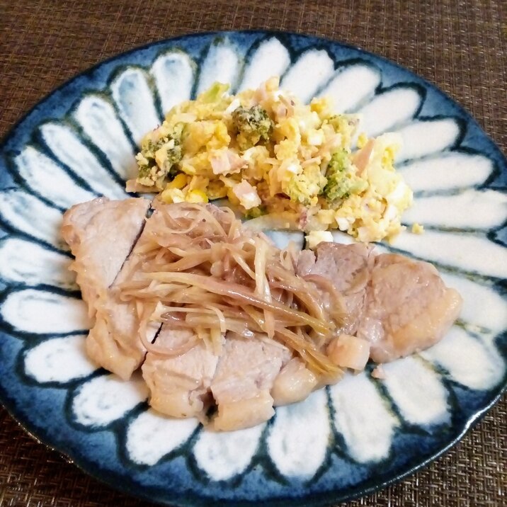 ♪みょうがとわさびで♡とんかつ肉の簡単ソテー♪